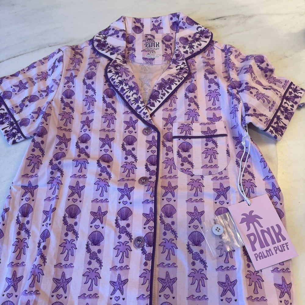 BRAND NEW Pink Palm Puff Pajamas in Twilight - Picture 9 of 11